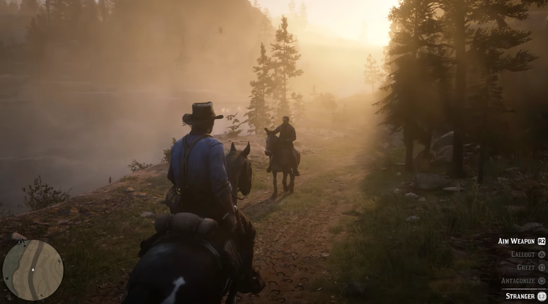 Rockstar’s newest batch of RDR2 shots, sprinkled throughout this article, don’t show actual gameplay interactions as players would see them. But there are plenty of shots of that in the game’s early August gameplay trailer that this screenshot is captured from.